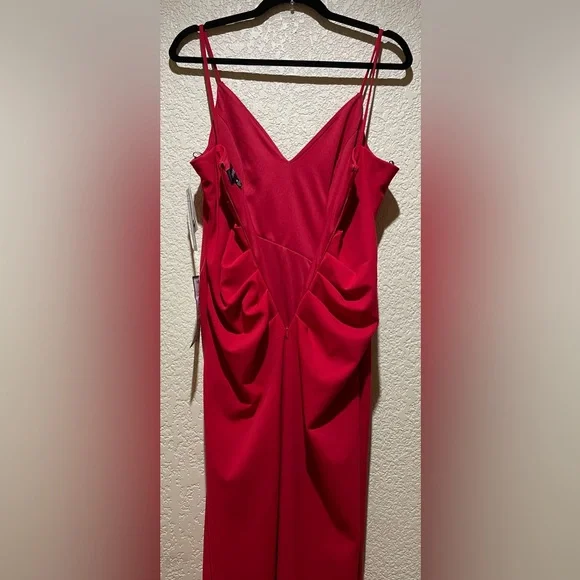 NWT Xscape Ruched Slit Evening Dress Gown in Red Size 10